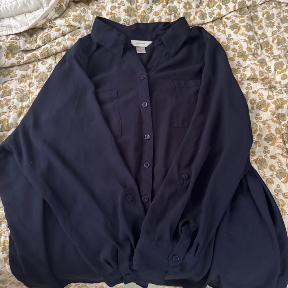 CJ Banks Dark Blue Blouse